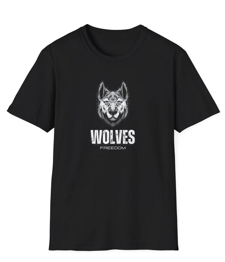 Wolves Freedom Unisex Softstyle T-Shirt, Animal Lover Gift, Wild Spirit Tee, Outdoor Adventure Shirt, Nature Enthusiast Apparel 