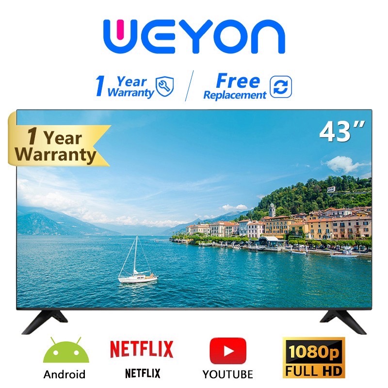 WEYON ทีวี LED 40/43 นิ้ว Smart TV FULL HD แอนดรอยด์ทีวี ดูNetflix Youtube  ประกันศูนย์ 1 ปี W-40wifi