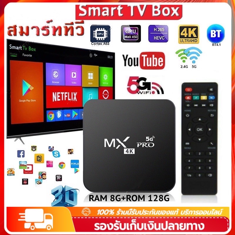 ใหม่สุด MXQ PRO Android 10 4K/HD ดิจิตอลTV BOX กล่อ กล่องแอนดรอยbox รองรับ RAM8G+ROM 128GB Wifi ดูบน Disney hotstar YouT