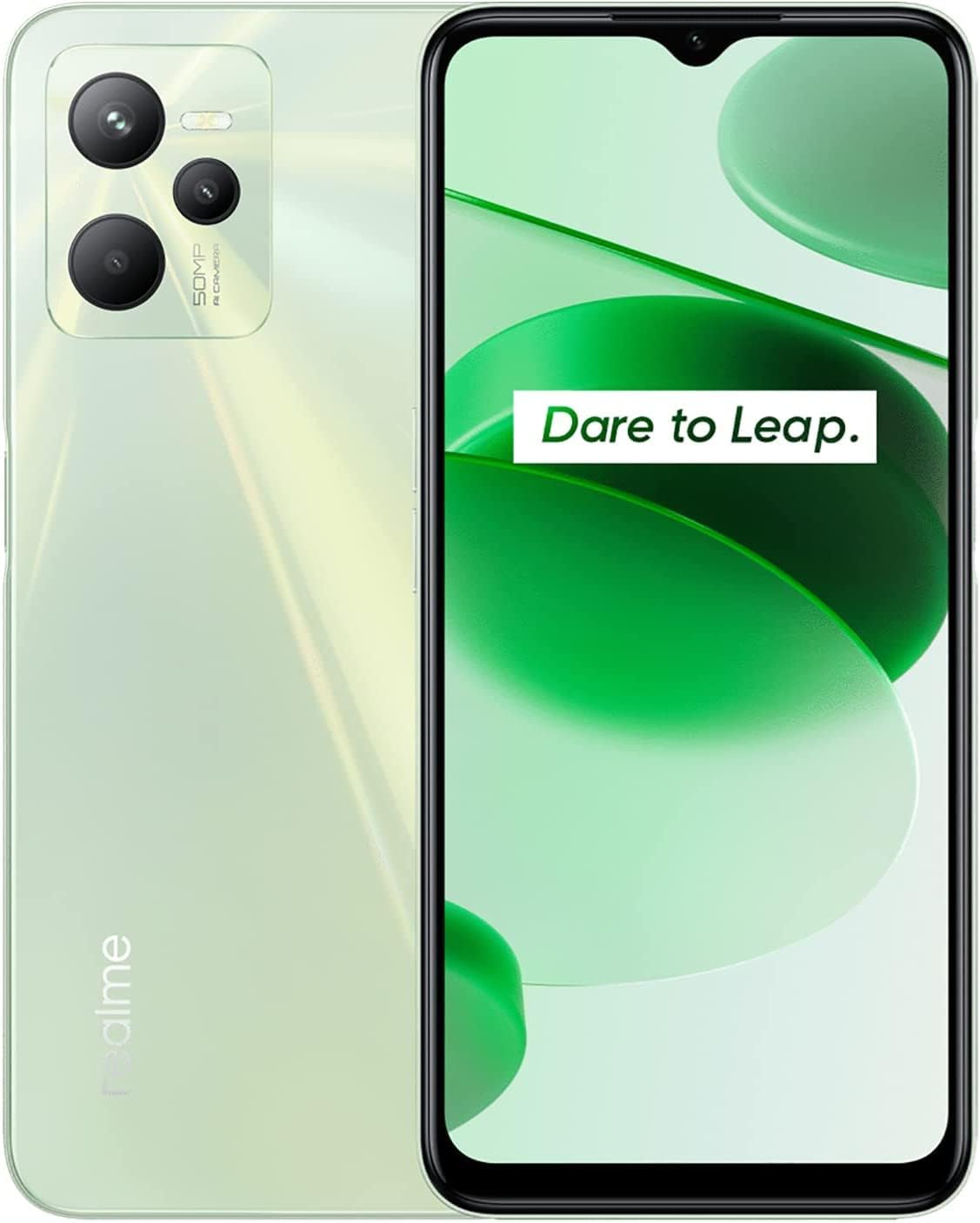 realme C35 4G LTE GSM 64GB + 4GB 6.6" 50MP Triple Camera Unlocked Latin Europe Dual Sim (NOT Verizon/Boost/Cricket/Metro/At&T) + Fast Car Charger Bundle (Glowing Green)