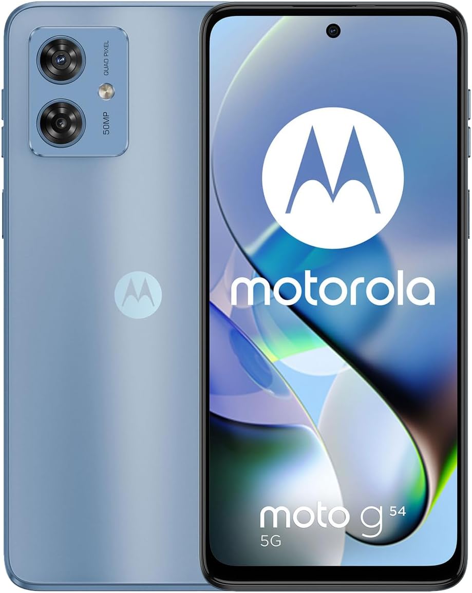 Motorola Moto G54 5G Dual SIM | 8+256GB ROM | GSM Unlocked Smartphone | 6.5" 120Hz IPS LCD Display | Android 13 | 50MP Camera | Li-Po 6000 mAh Battery | International Model - (Blue)