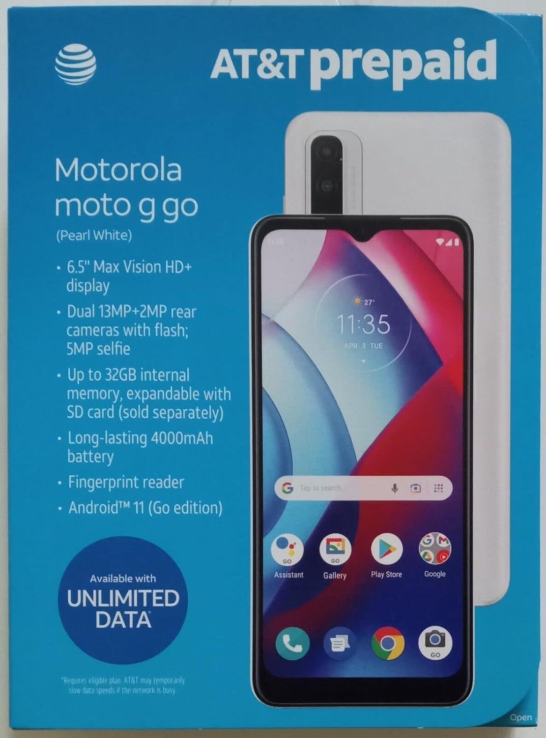 Motorola AT&T XT2163-7 Moto G Go 4G 32GB 6.5" Prepaid Smartphone Phone - Carrier Locked to AT&T 