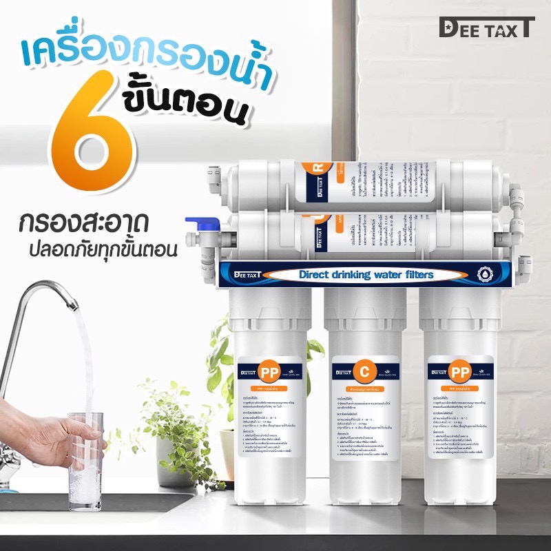 เครื่องกรองน้ำดื่ม 6 ขั้นตอน รุ่น น้ำแร่ (Mineral) พร้อมอุปกรณ์ครบชุด (พร้อมคู่มือการติดตั้ง)--JSQ