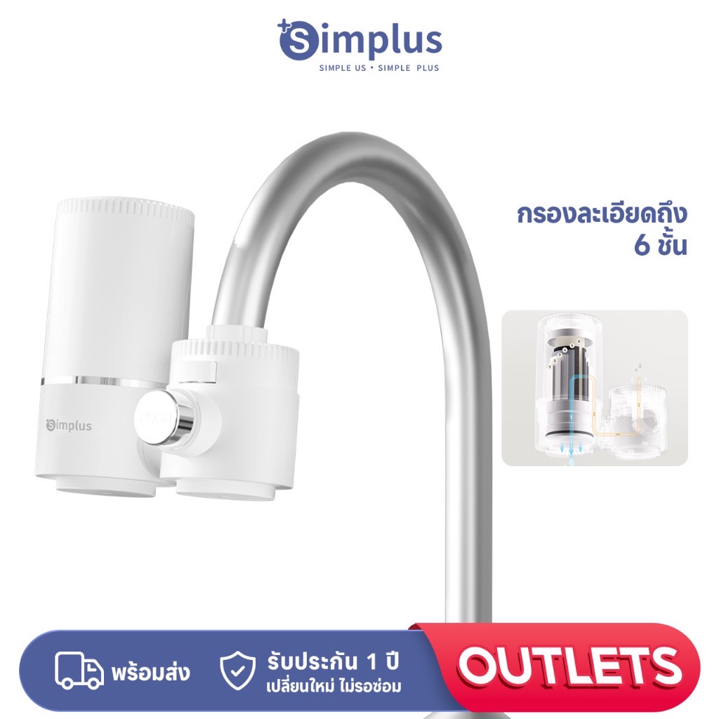 Simplus Water Purifier เครื่องกรองต่อปลายก๊อกน้ำ ใช้ในครัวเรือน ดื่มน้ำสะอาดได้โดยตรง JSQH004