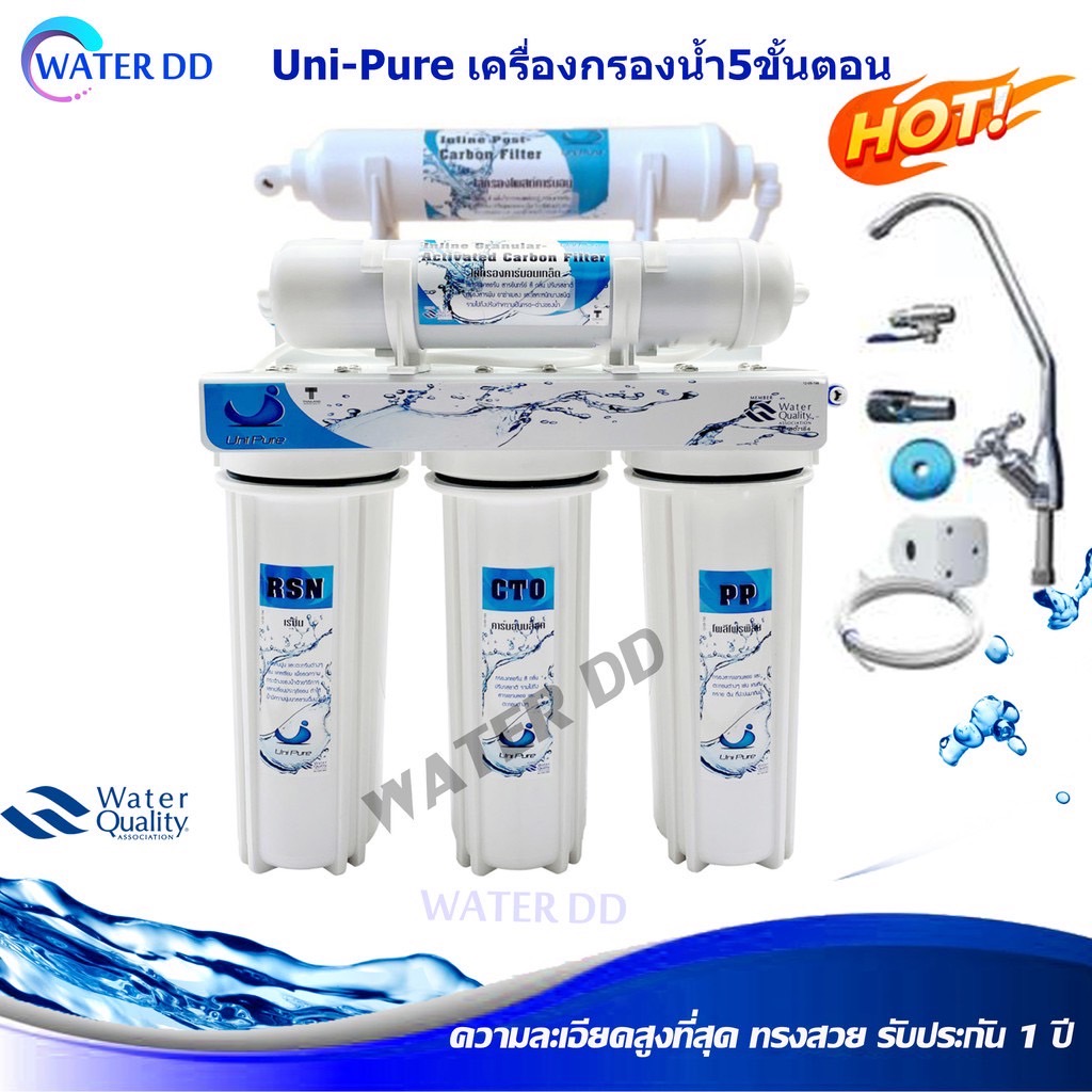 พิเศษสุดคุ้ม UNI PURE เครื่องกรองน้ำ 5 ขั้นตอน (Blue) ติดตั้งง่ายพร้อมคู่มือ ไส้ กรองน้ำ กรอง คุณภาพดี ราคาประหยัด