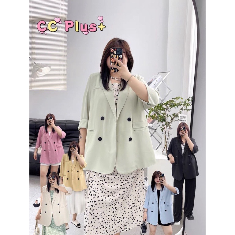 CiCi Plus+(3027)Pastel blazer เสื้อสูทเบลเซอร์สีพื้นพาสเทล ดีเทลมีกระเป๋า ทรงเกาหลีหวานๆ plussize