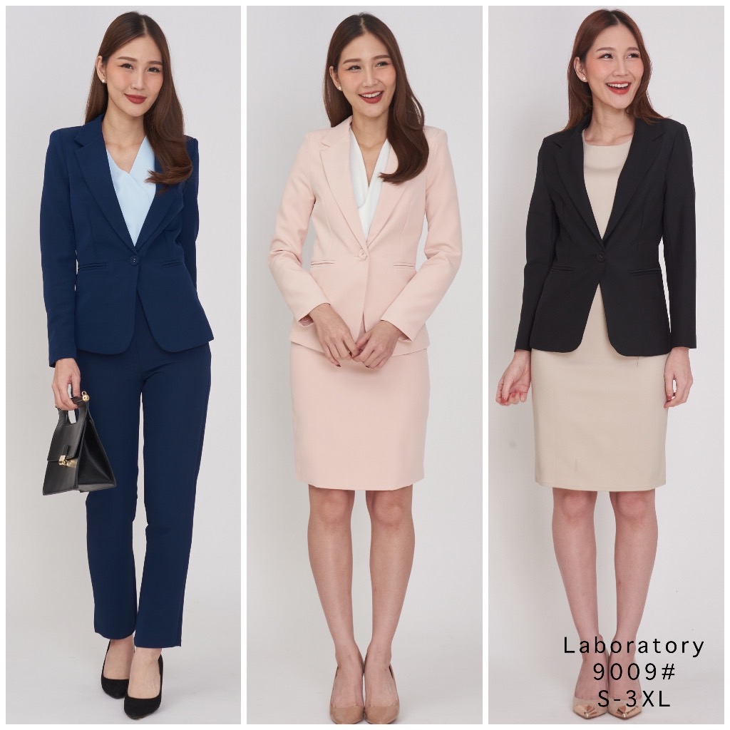 Laboratory เสื้อสูท 9009# basic blazer สูทคอปกปลายมนมีไซส์ S -4XL