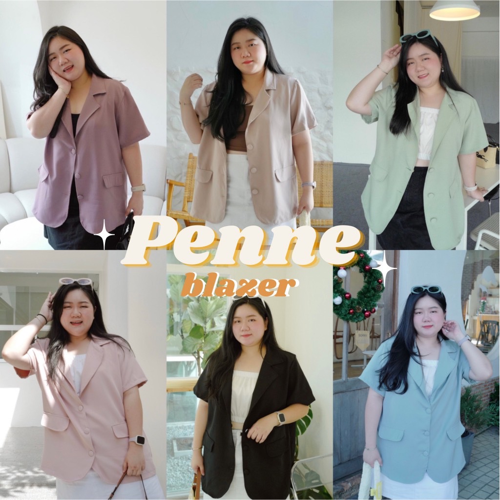 Penne Blazer เสื้อปกสูทแขนสั้นทรงเกาหลี 6 สี #เสื้อผ้าสาวอวบ Plussize