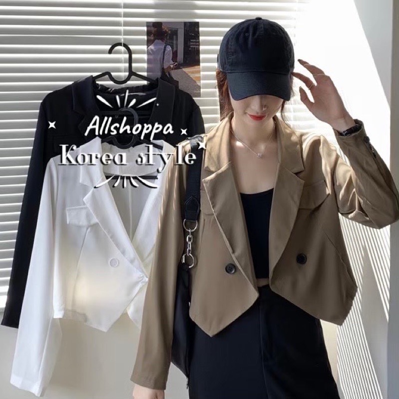 ส่งทันที Blazer crop top เสื้อสูทเบลเซอร์แขนยาว ทรงครอป สไตล์เกาหลี 🌿