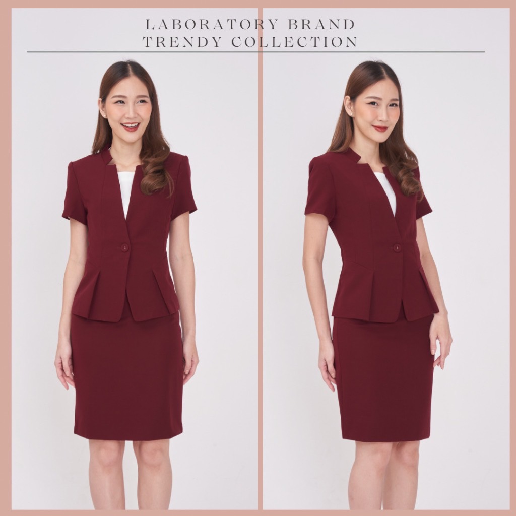 Laboratory เสื้อสูทแขนสั้น 60011# ทรงคอแฉกแขนสั้น ติดกระดุมหน้า มีไซส์ S-2XL