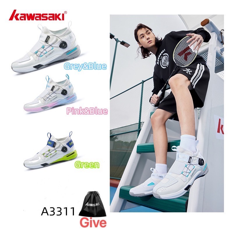 KAWASAKI รองเท้าผ้าใบ รองเท้า A3311&B3412 กีฬารองเท้าลําลอง ระบบป้องกันเต็มรูปแบบผ่าน