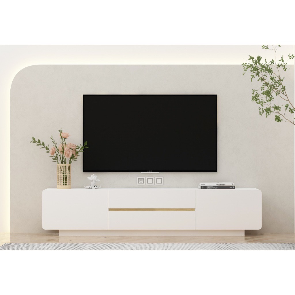 Tomato Home ชั้นทีวี Desire TV cabinet กว้าง200ซม| ชั้นทีวีมินิมอล วางทีวีใหญ่สุด 85นิ้ว| ดีไซน์เท่สุดๆ คุ้มค่าเกินราคา