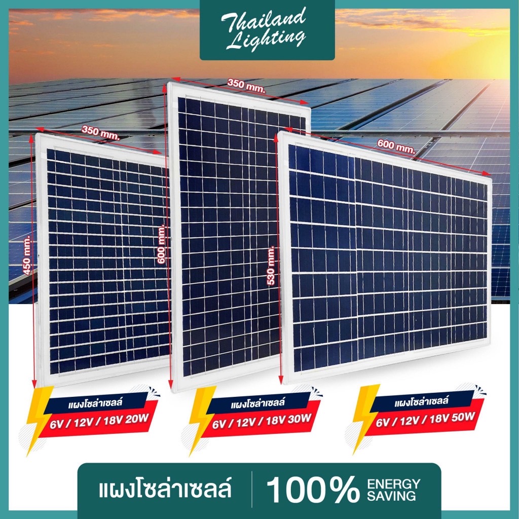 แผงโซล่าเซลล์ 12V20W-12V30W-12V50W-18V20W-18V30W-18V50W แผง Polycrystalline Solar Cell Solar Light Solar Panel