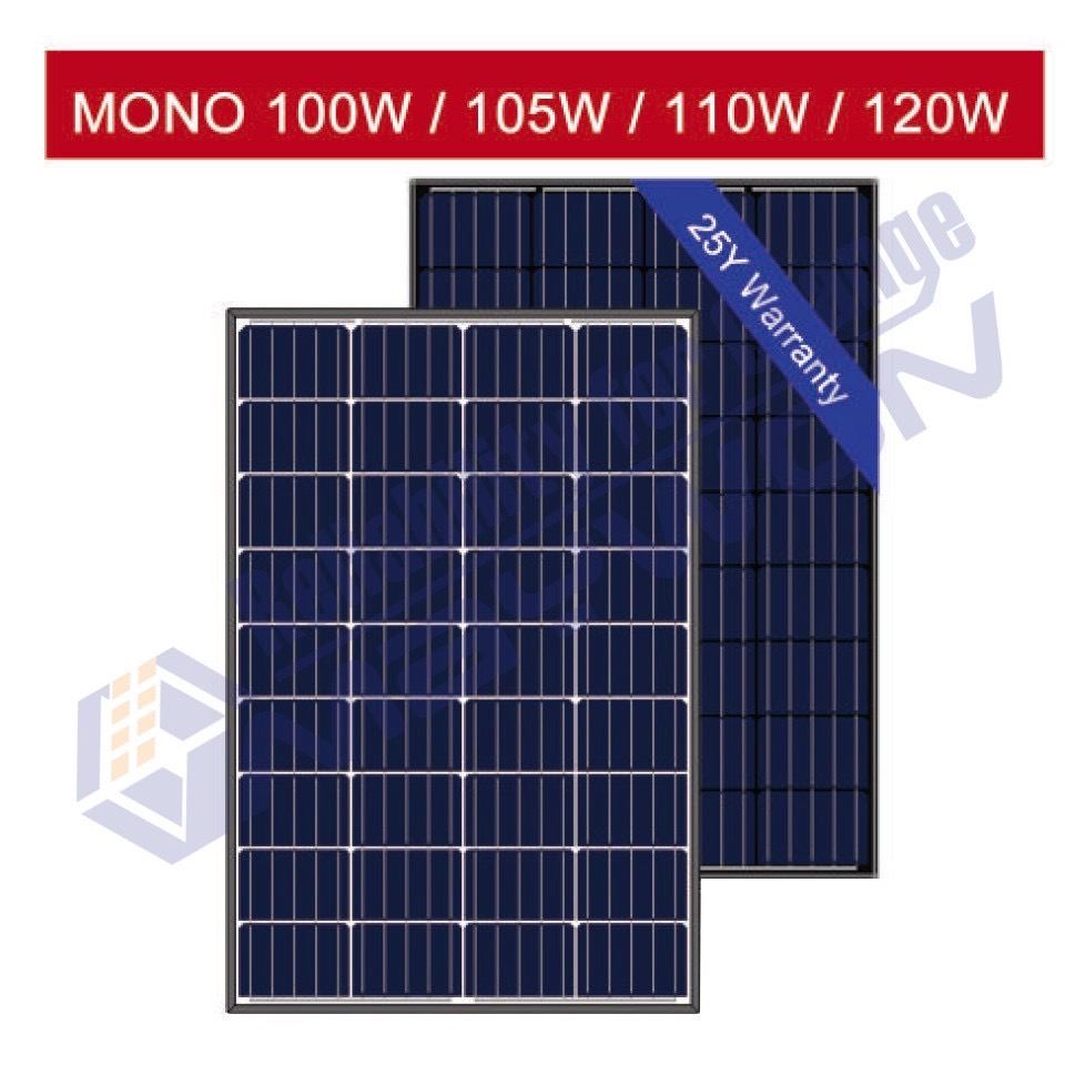 แผงโซล่าเซลล์ เกรด A โมโน 110 Watt Authorized Solar Module 36 cells Mono-crystalline 110 Watt  2 แผง