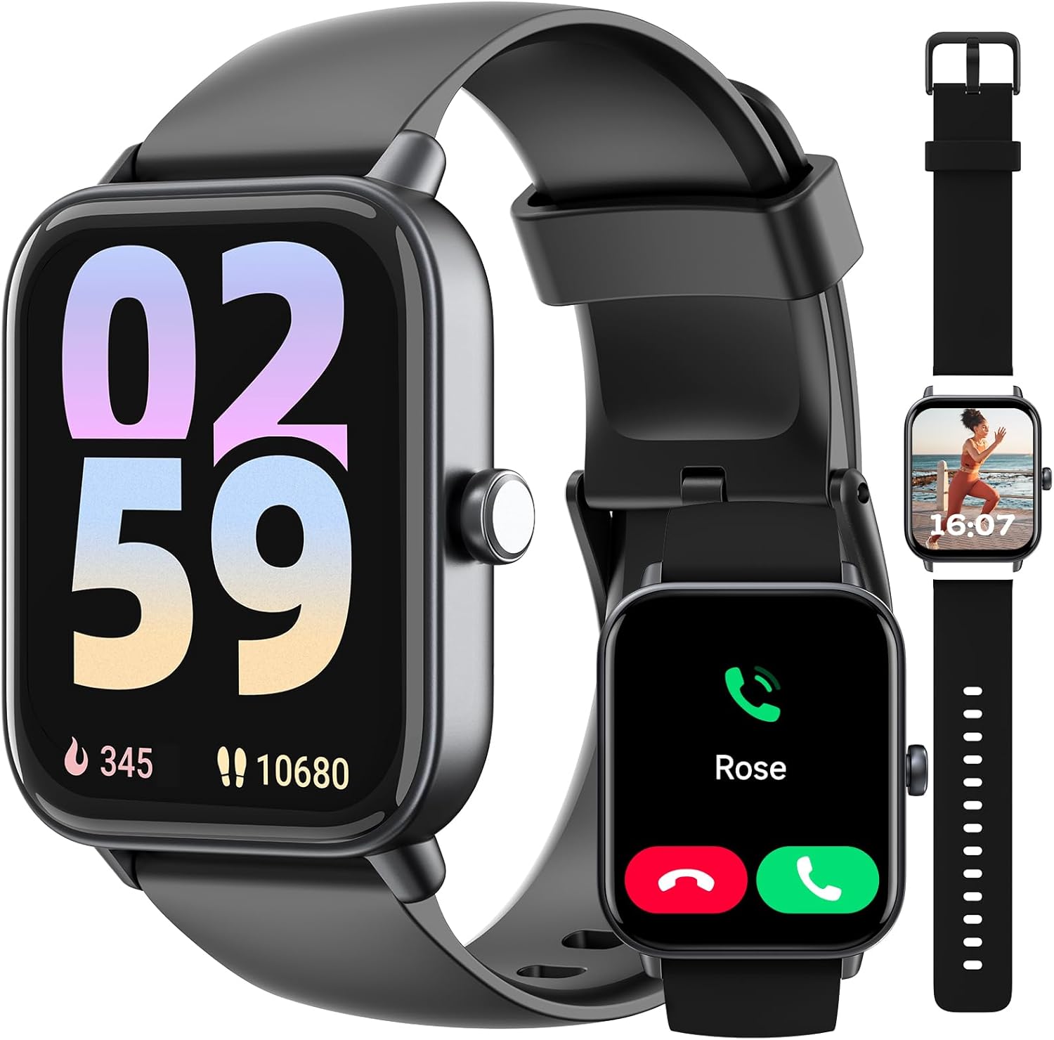 Smart Watch for Women Men Android & iPhone Compatible, Fitness Watch Bluetooth Call & Receive Text, 1.8" Smartwatch with Alexa/Heart Rate/SpO2/Sleep Monitor/Calorie Step Tracker, 7-Day Battery