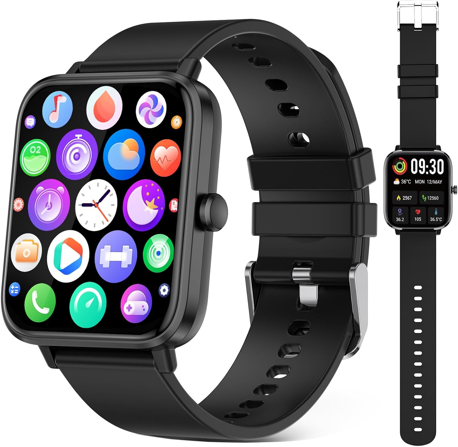 Smart Watch for Android iPhone-Call Receive/Dial/Read Message/AI Control-1.83" HD Screen-IP67 Waterproof Fitness Smartwatch-Blood Pressure/Heart Rate/SpO2/Sleep Monitor-Sport Tracker for Women Men