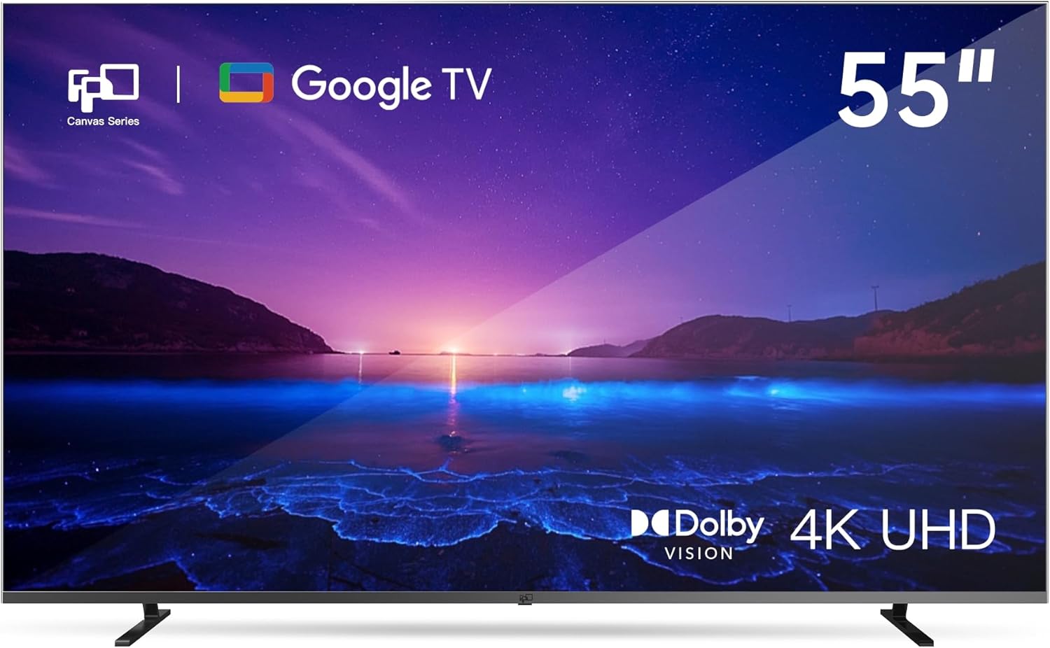 FPD 55-inch Smart TV Google TV 4K UHD with Google Play and Google Cast Built-in, HDR 10, Dolby Vision Dolby Atmos, MEMC, Voice Remote, Stream Live TV(Canvas-Series, CG55-C1, 2024 Model) 