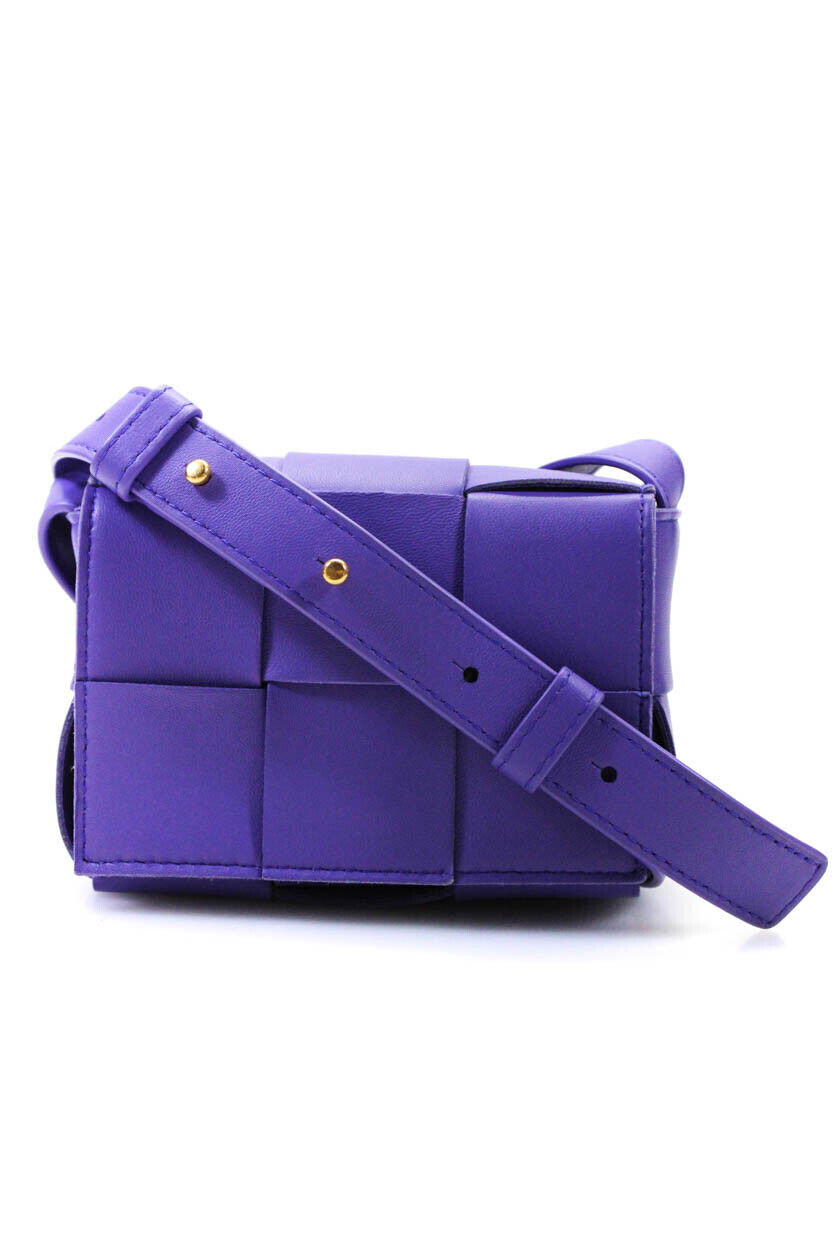 Bottega Veneta Mini Candy Cassette Bag Intrecciato Crossbody Handbag Purple