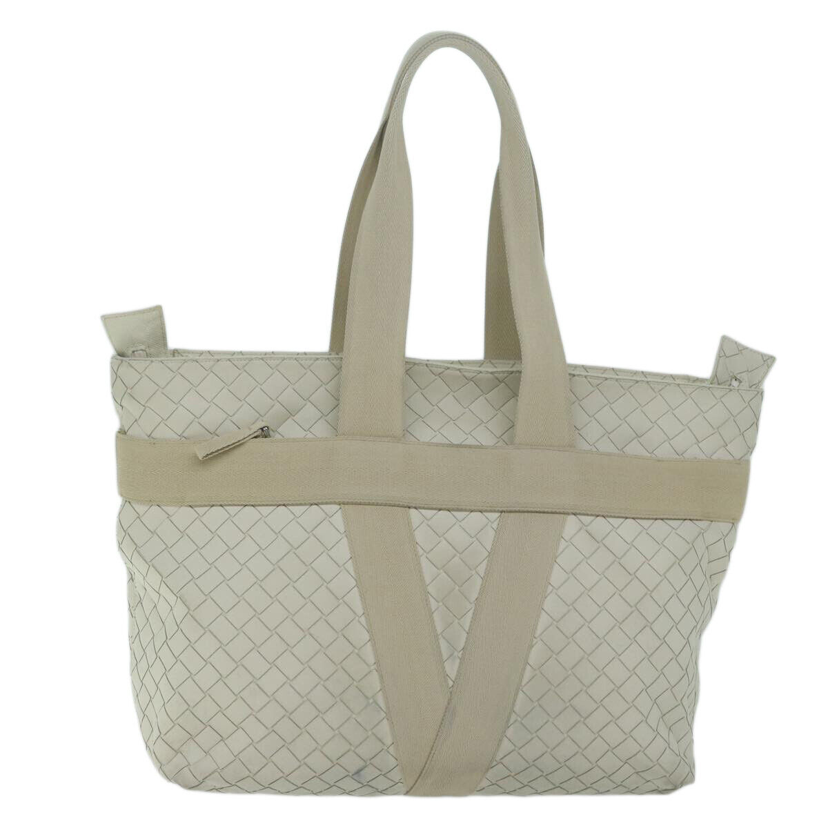 Bottega Veneta Intrecciato White Leather Tote Bag Authentic