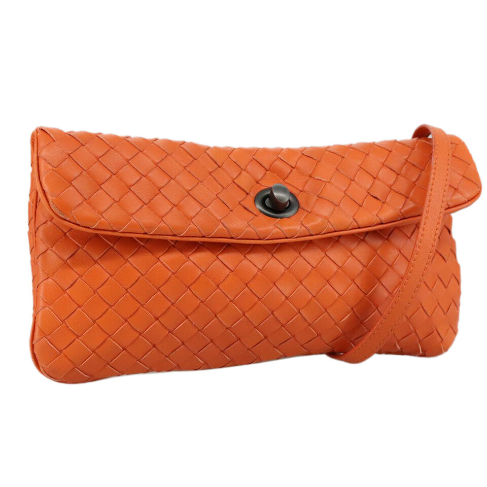 Bottega Veneta Orange Leather Shoulder Bag Authentic