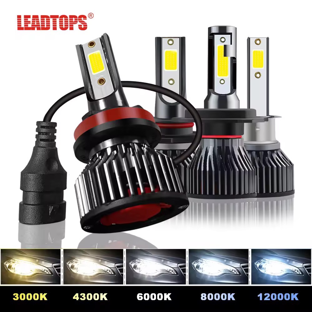 LEADTOPS 1คู่ H7 H4 LED ไฟหน้ารถหลอดไฟ H11 H1 H3 9005 HB3 9006 HB4รถ LED ไฟตัดหมอก LED ไฟหน้า3000K 4300K 6000K 8000K 12000K 8000LM 60W 12V