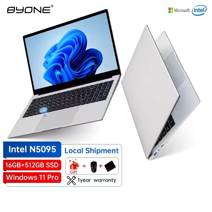 BYONE 11.6 14.1 15.6 inch โน๊ตบุ๊ค Intel Celeron N5095 16 GB RAM 512 GB SSD Laptop Computer Windows 11 Pro For เกม สำนักงาน การศึกษา