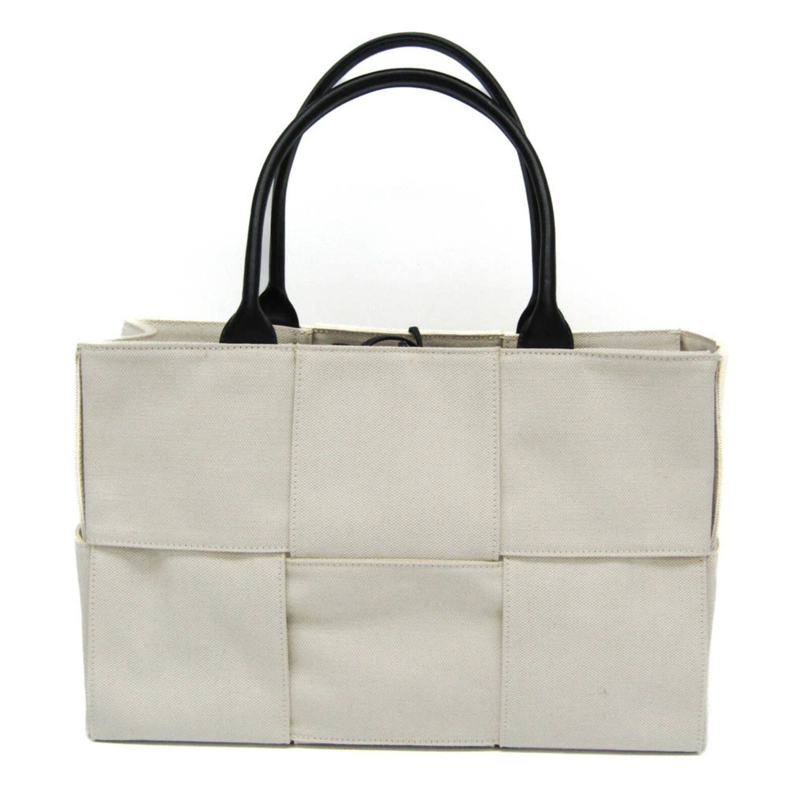 Bottega Veneta Arco White Canvas Tote Bag Authentic