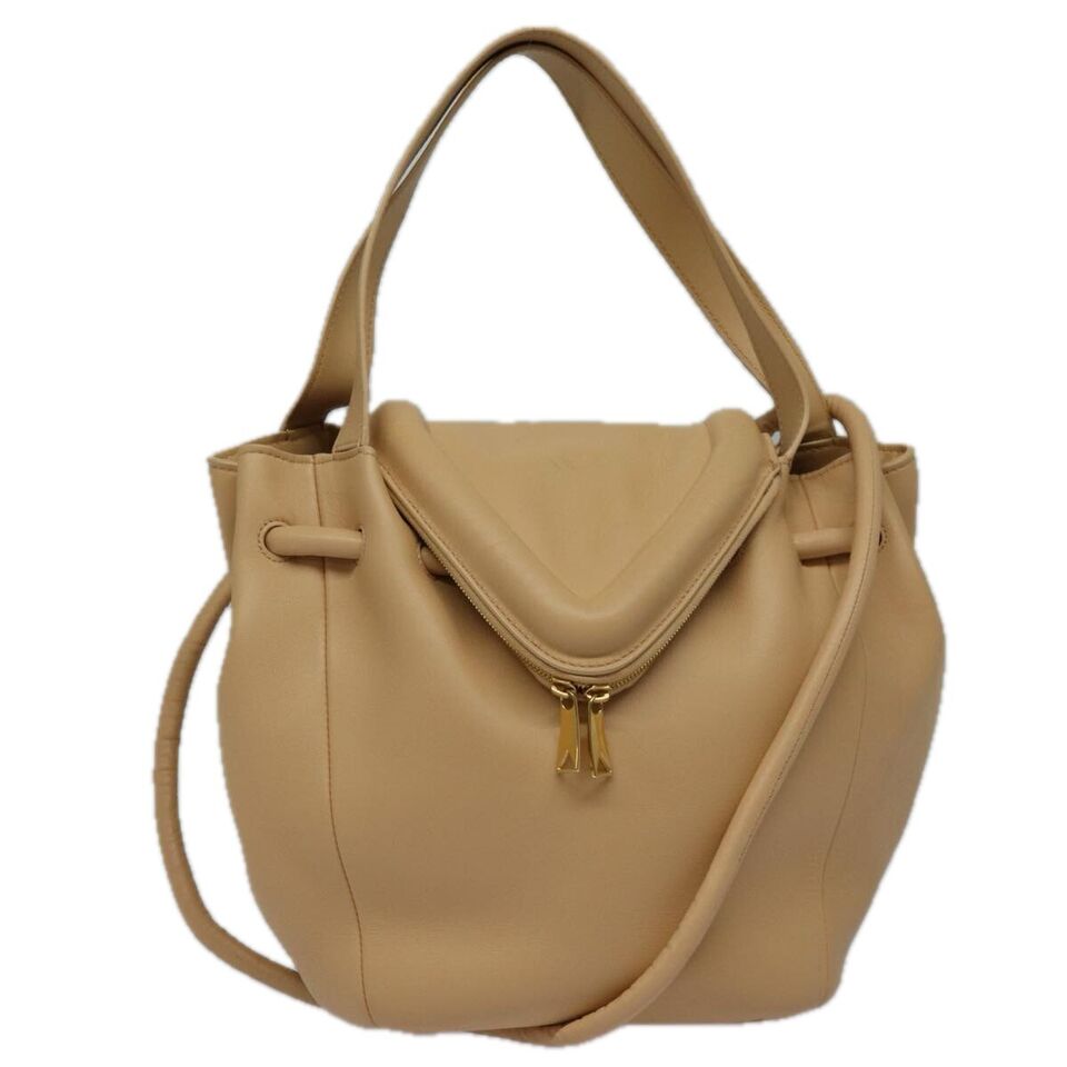 Bottega Veneta Beak Beige Leather Handbag Authentic