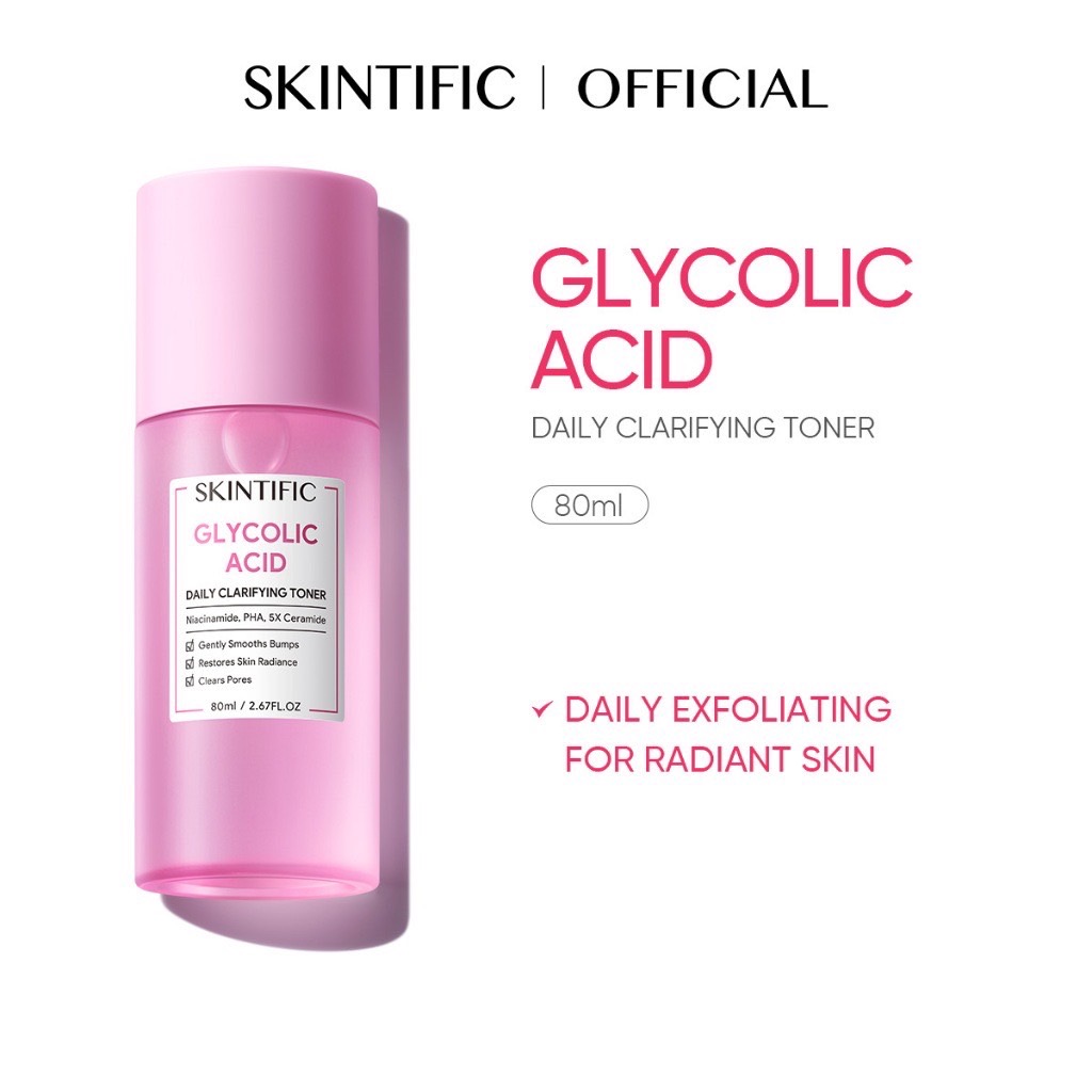 SKINTIFIC โทนเนอร์  มีส่วนผสมของกรดไกลโคลิก 80ml Glycolic Acid Daily Clarifying Toner