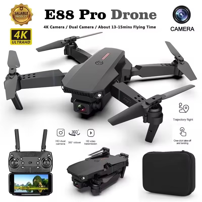 โดรน E58 E88 WIFI FPV ที่มีมุมภาพกว้าง 1080P กล้อง HD High Hold  สามารถพับเก็บได้