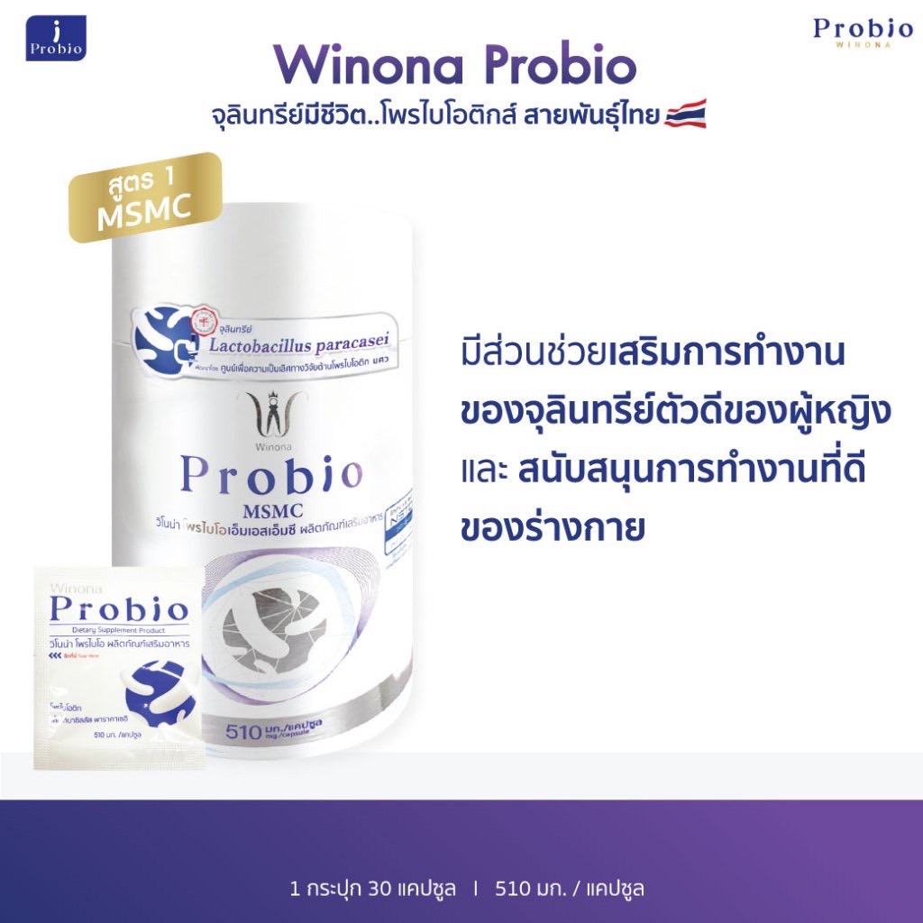 Winona Probio MSMC (สูตร1) 30 แคปซูล จุลินทรีย์มีชีวิต โพรไบโอติกส์ สายพันธุ์ไทย
