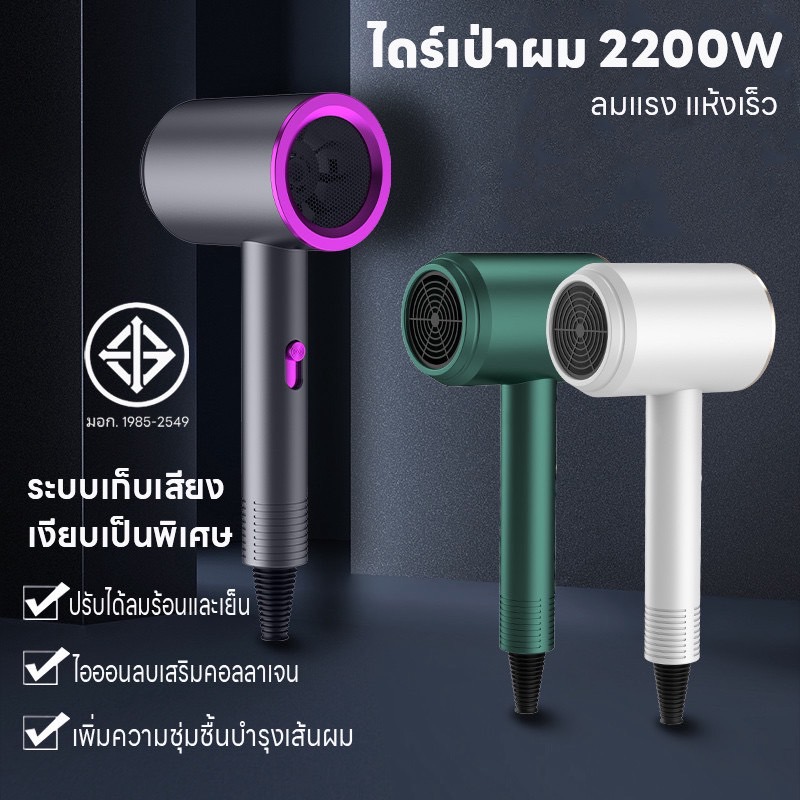 เครื่องเป่าผม 2200 วัตต์ ไดร์เป่าผม ที่เป่าผม Hair dryer ลมแรง เสริมไอออนลบบำรุงเส้นผม