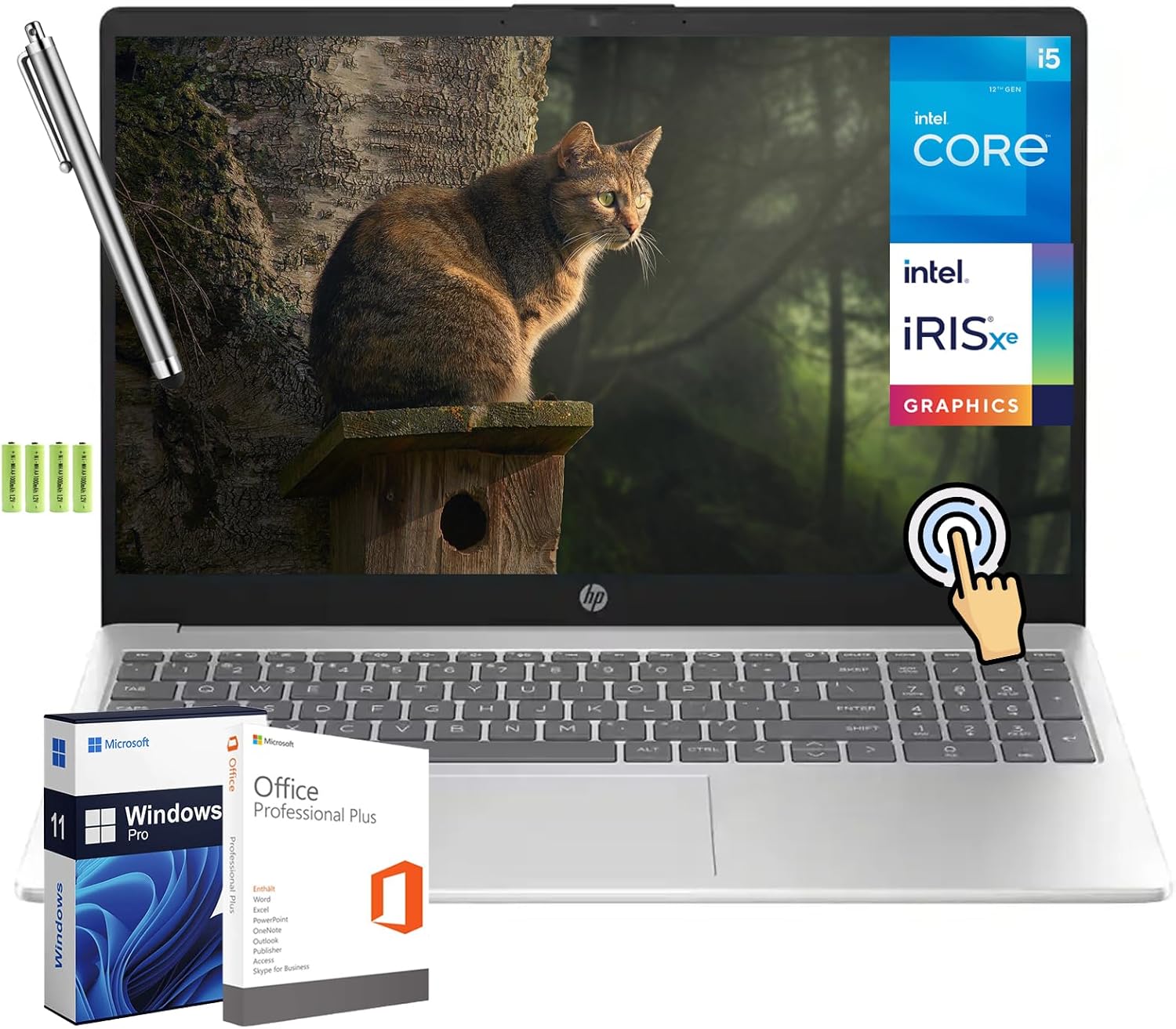 HP 15.6" LED Touchscreen Business Laptop, 12th Gen Intel 10-Core i5-1235U (Up to 4.4 GHz), 32GB RAM, 1TB PCIe SSD, Free Microsoft Office, Numeric Keypad, Wi-Fi 6E, Windows 11 Pro, Stylus Pen+Battery