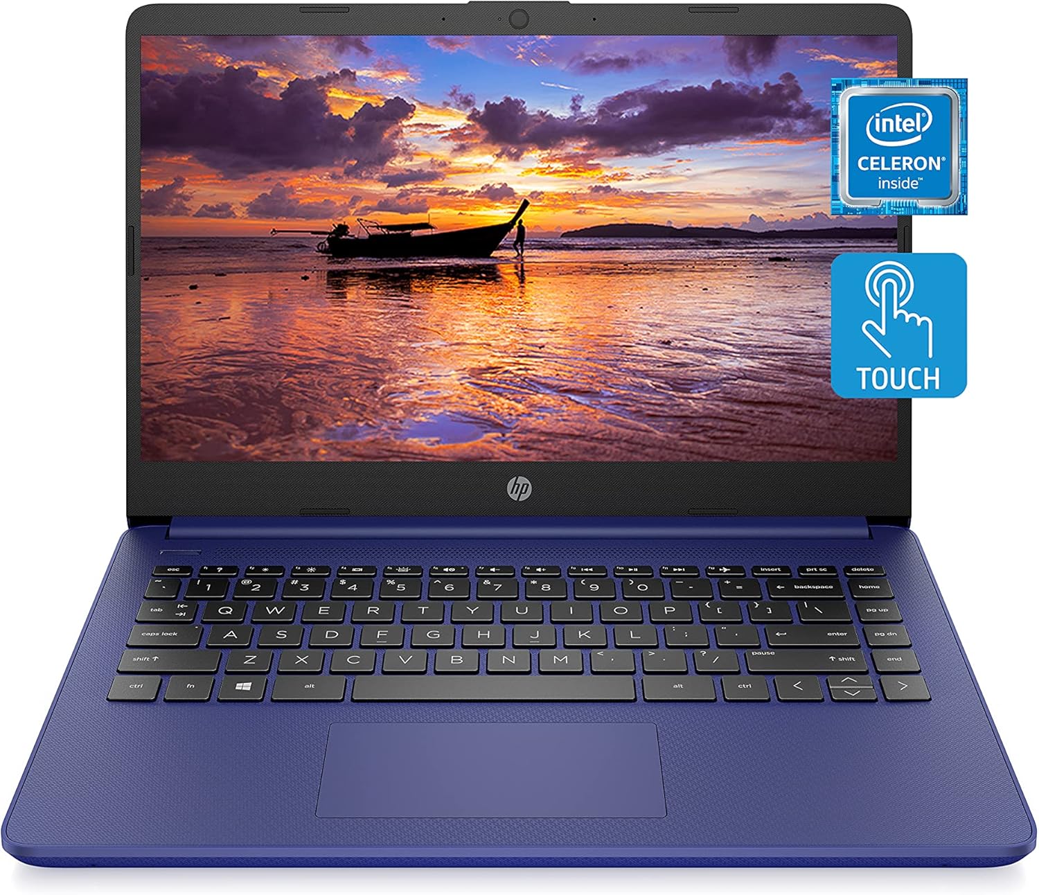 HP 14 Laptop, Intel Celeron N4020, 4 GB RAM, 64 GB Storage, 14-inch HD Touchscreen, Windows 11 Home, Thin & Portable, 4K Graphics, One Year of Microsoft 365 (14-dq0050nr, Indigo Blue)