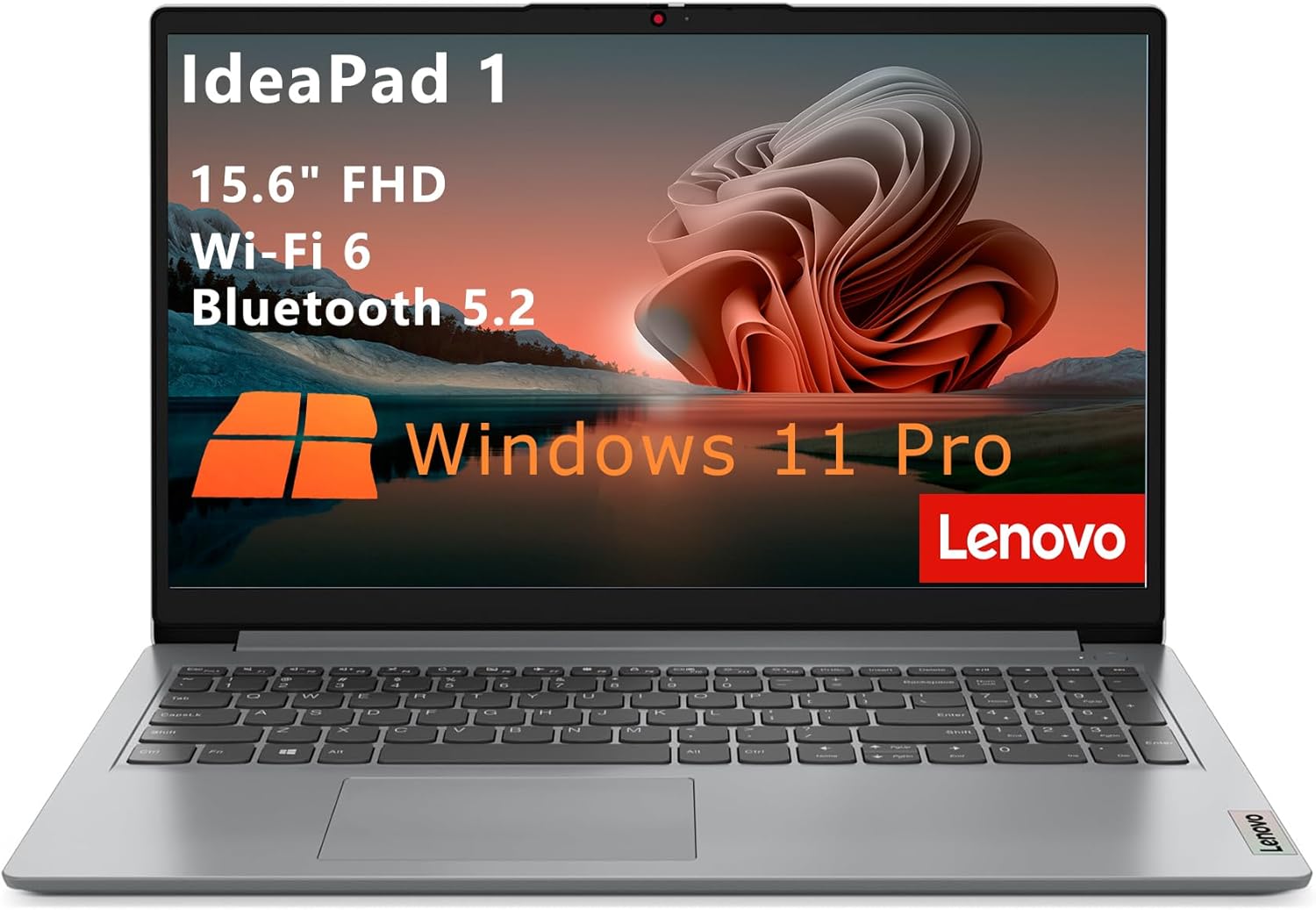 Lenovo IdeaPad 1 Student Laptop Computer, 15.6" FHD Display, Intel Dual Core Processor, 16GB DDR4 RAM, 256GB PCIe SSD, WiFi 6, Bluetooth 5.2, Type-C, Cloud Grey, Windows 11 Pro, Tichang