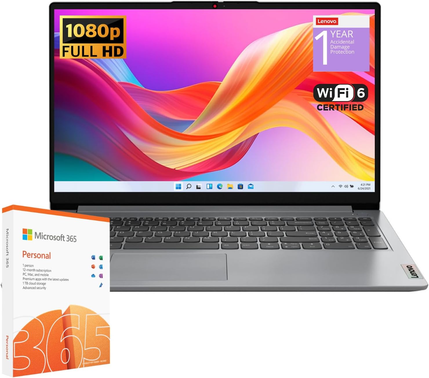 Lenovo IdeaPad 1 Student Laptop, Intel Dual Core Processor, 20GB RAM, 1TB SSD + 128GB eMMC, 15.6" FHD Display, 1 Year Office 365, Windows 11 Home, Wi-Fi 6, Webcam, Bluetooth, SD Card Reader, Grey