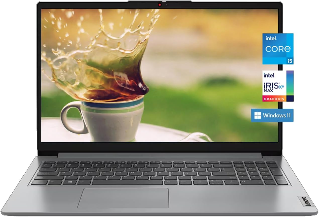 Lenovo 15.6" Laptop, IdeaPad 1i, 15.6" FHD Anti-Glare Display, 12th Gen Intel Core i5-1235U 10-core, 24GB RAM, 1TB SSD, Intel Iris Xe Graphics, Bluetooth, Wi-Fi, Windows 11, Cloud Grey