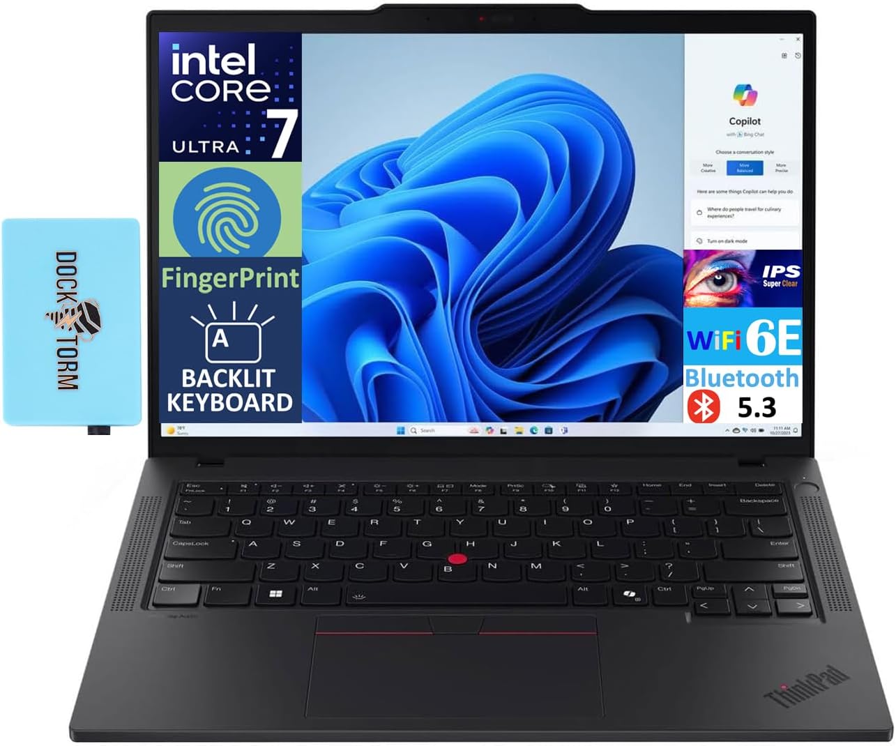 Lenovo ThinkPad T14 Gen 5 AI Business Laptop 14.0" IPS FHD+ (Intel Core Ultra 7 155U(>i7-13700H), 32GB DDR5, 1TB SSD, Copilot, Backlit KB, Fingerprint, 2 Thunderbolt 4, 5MP Webcam, DKZ Hub, Win11P)