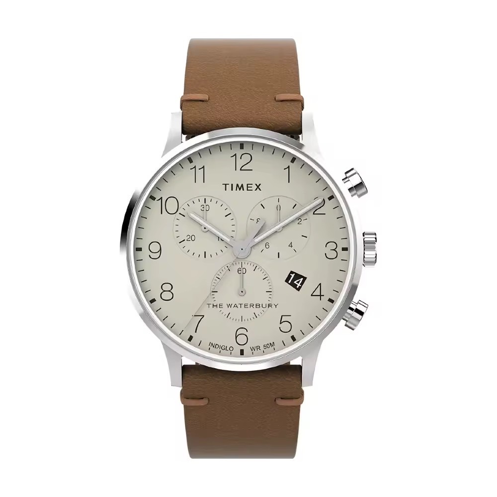 Timex TW2W50900 Brown Mens Chronograph Watch Classic Chrono 40mm. นาฬิกา นาฬิกาข้อมือ นาฬิกาข้อมือผู้ชาย
