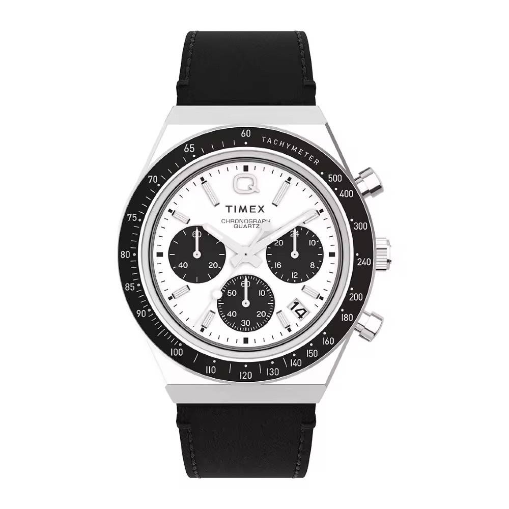 Timex TW2W53400 Black Mens Chronograph Watch Q Diver Chrono 40mm. นาฬิกา นาฬิกาข้อมือ นาฬิกาข้อมือผู้ชาย