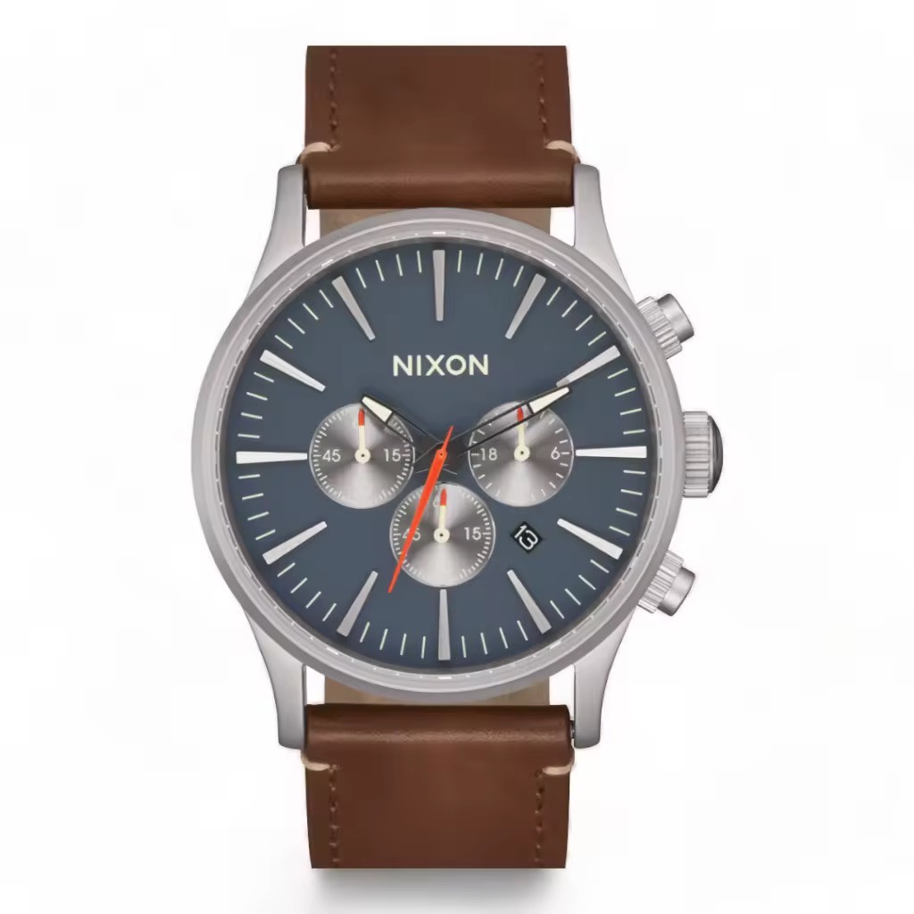 Nixon Sentry รุ่น NXA13915195-00 นาฬิกาข้อมือผู้ชาย สายหนัง สีน้ำตาล หน้าปัด 42 มม.