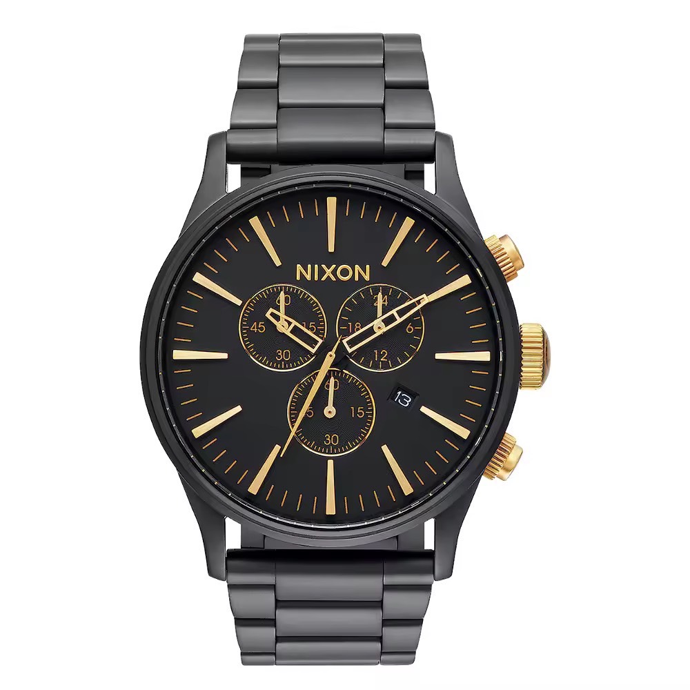Nixon NXA3861041-00 Sentry Chrono SS Matte Black/Gold นาฬิกาข้อมือผู้ชาย