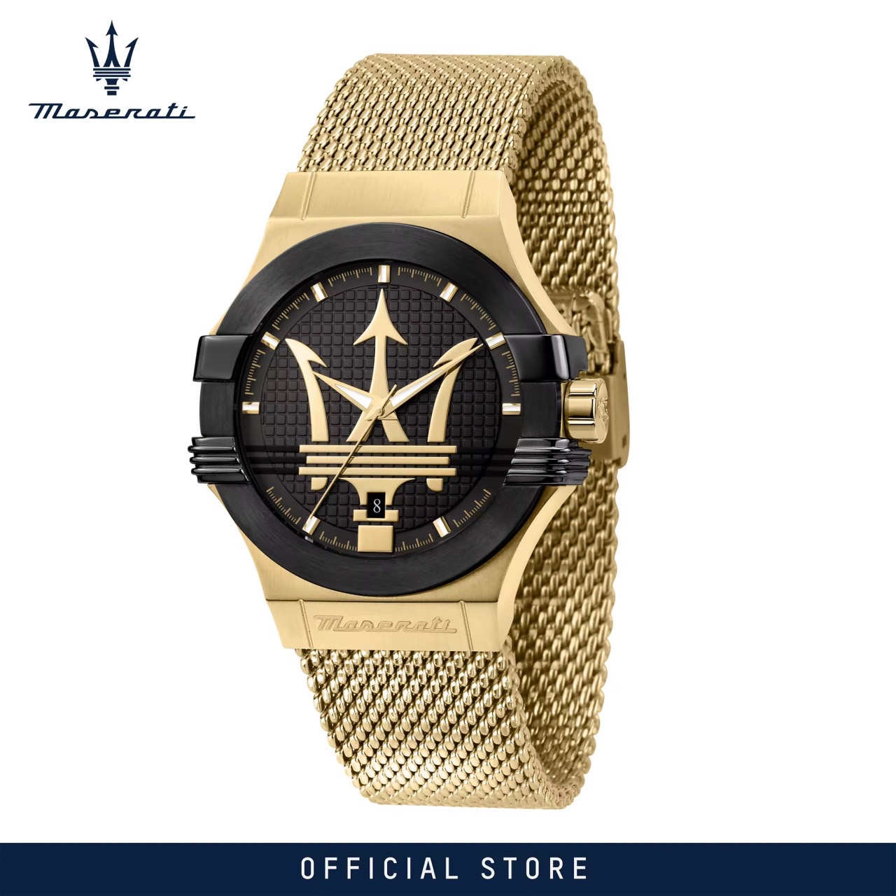 【2 Years Warranty】 Maserati Potenza 40mm Black Dial Men's Quartz นาฬิกาข้อมือ R8853108006 With Luminous Dial Hands
