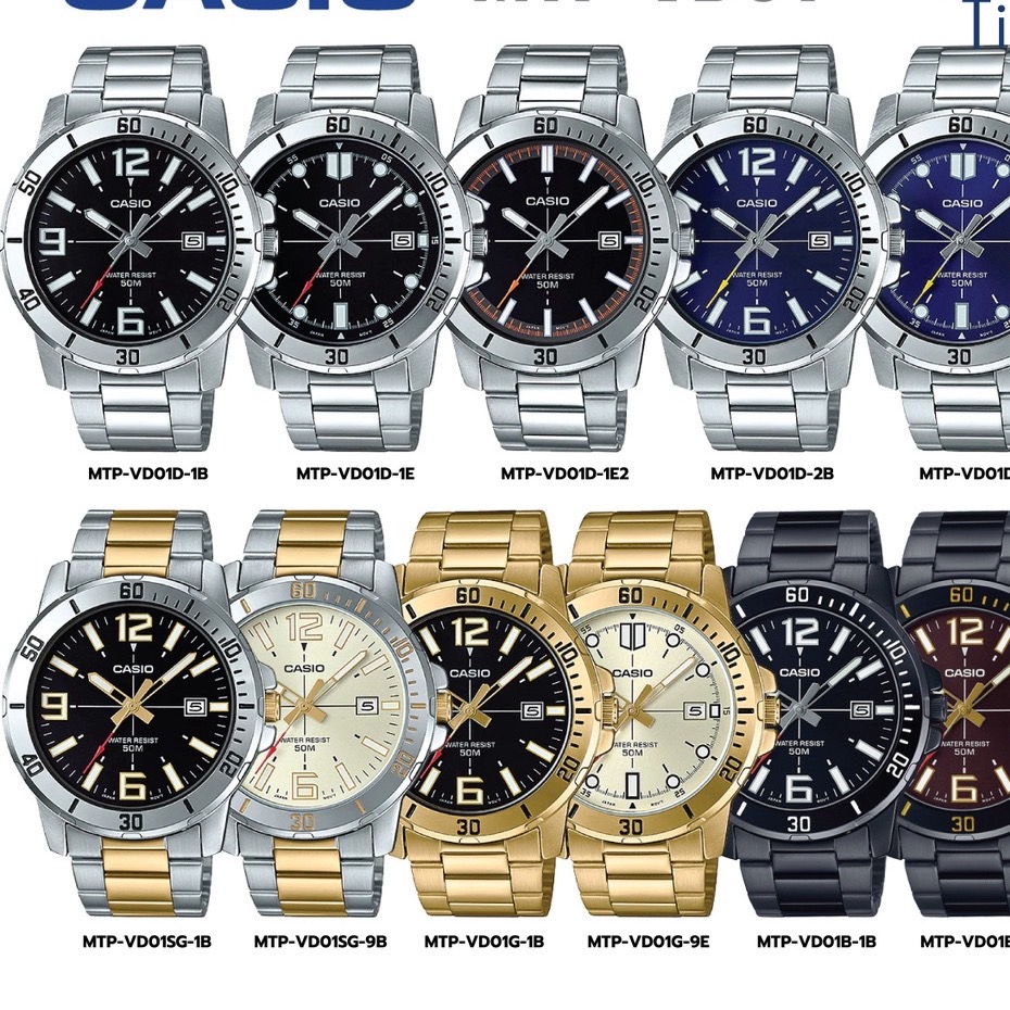 ลดพิเศษ Casio นาฬิกาข้อมือผู้ชาย สายสแตนเลส รุ่น MTP-VD01 พร้อมกล่อง