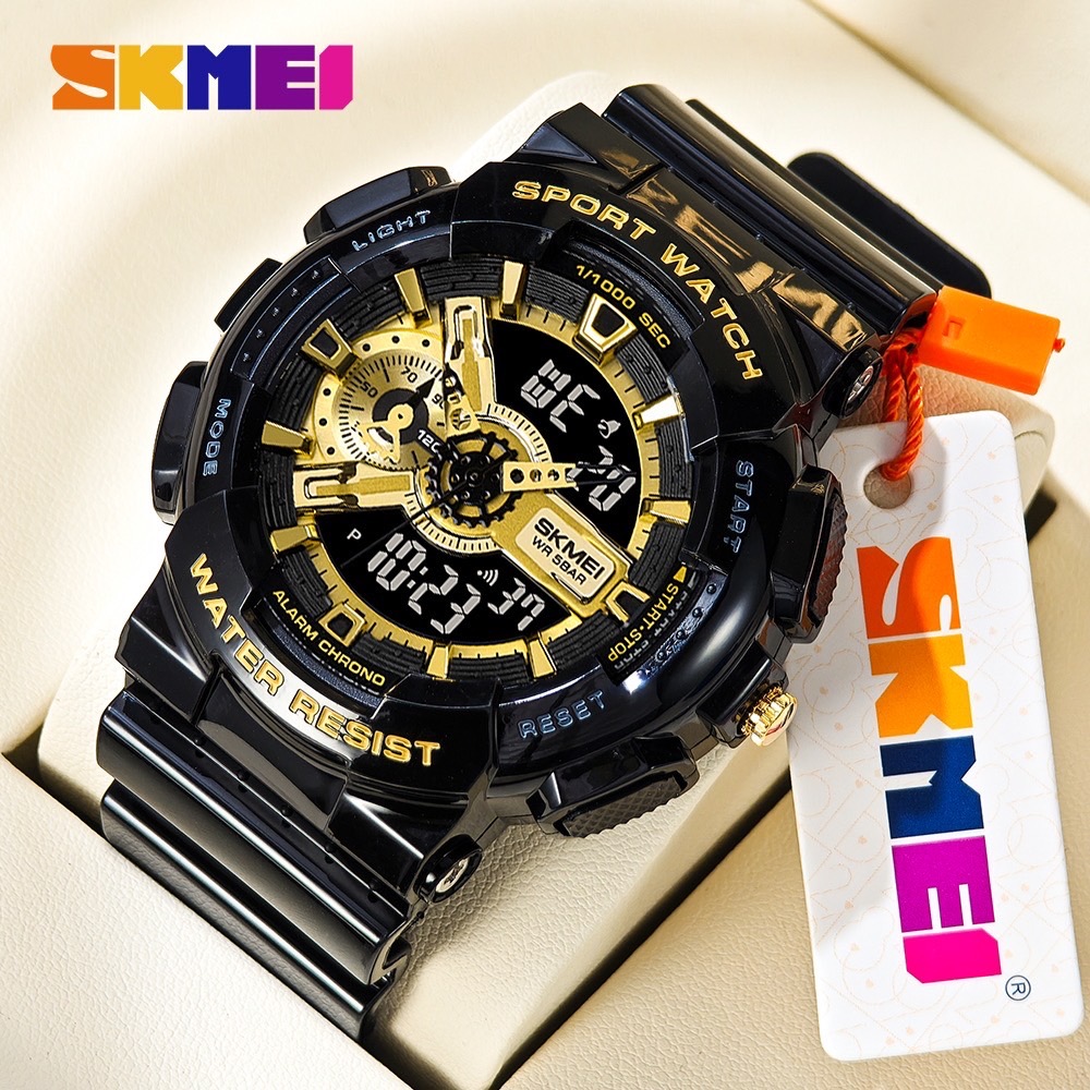 SKMEI นาฬิกากันน้ำ นาฬิกาผู้ชาย/นาฬิกาผู้หญิง 50M กันน้ำ นาฬิกา 2 จอแสดงผล ดิจิตอล+แอนะล็อกใส่ได้ทั้งออกกำลังกายและใช้ชีวิตประจำวัน ข้อมือ