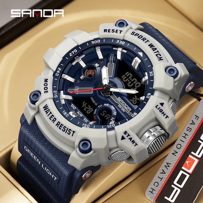Sanda 3179-2/in stock กันน้ํา Luminous Casual Analog-Digital นาฬิกามัลติฟังก์ชั่นกันกระแทกกีฬานาฬิกา