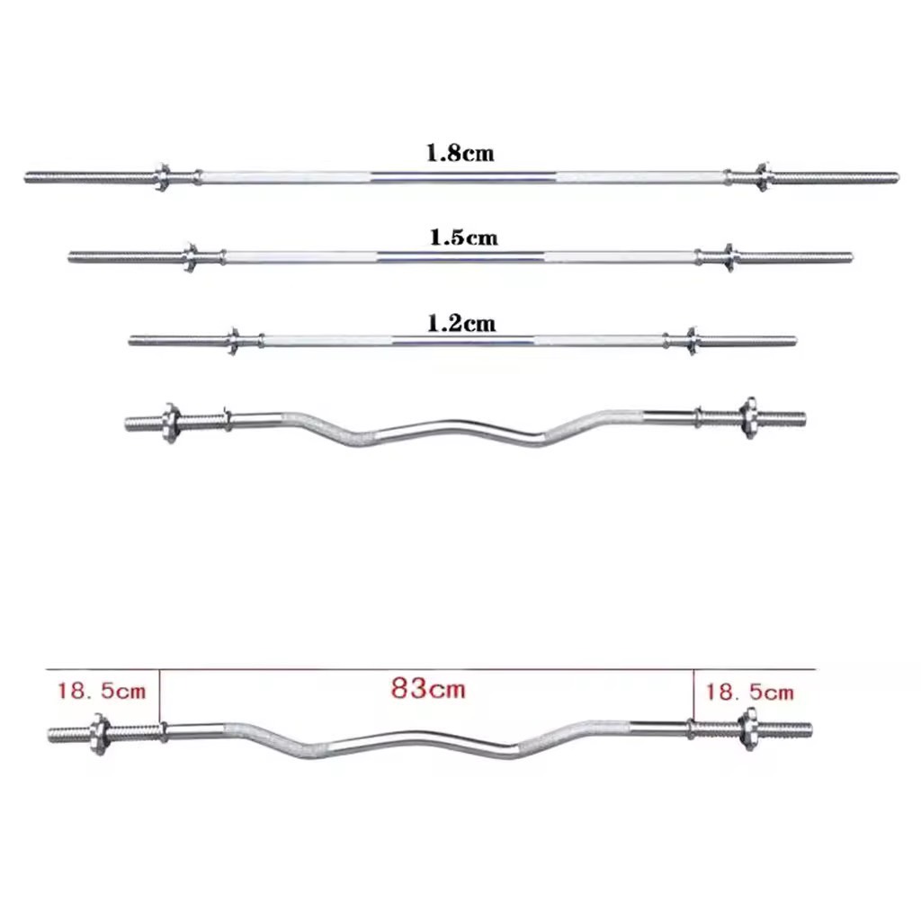 Barbell บาร์ 1.8m / 1.5m แกนบาร์เบล ยาว 180 ซม. และ 150 ซม.ขนาดแกน 1 นิ้ว เหล็กตัน ชุบโครเมี่ยม กันสนิม Chromed อุปกรณ์ออกกำลังกาย บาร์เบลล์