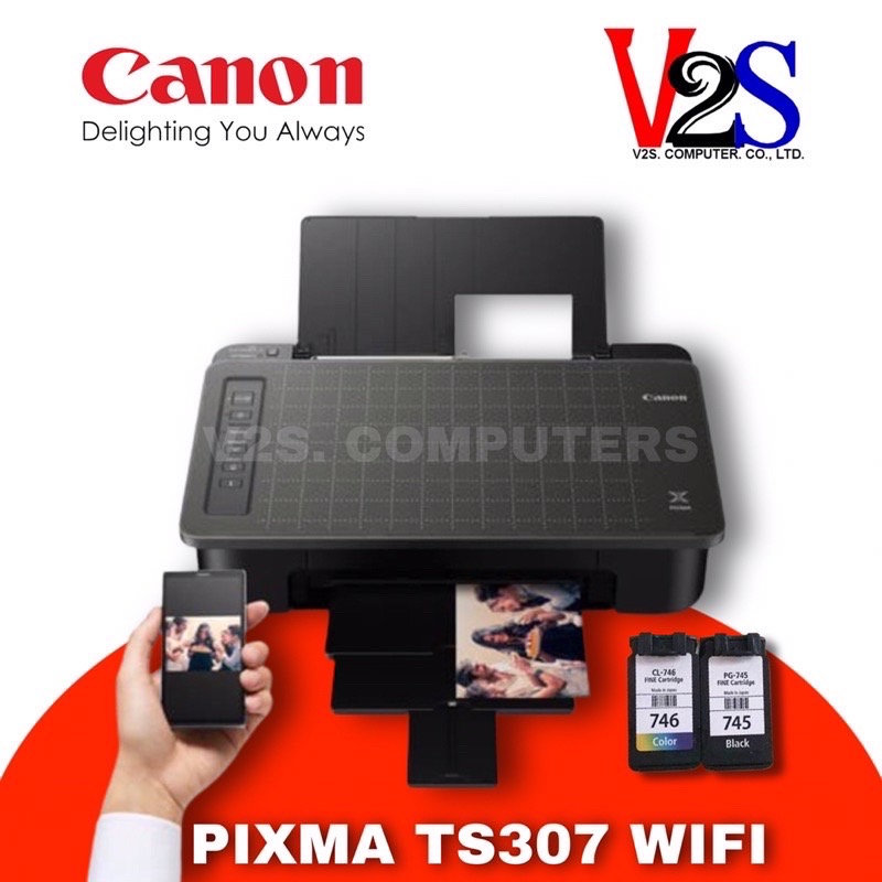 Canon PIXMA รุ่น TS307a Wi-Fi Printer (ปริ้นเตอร์)  มีหมึพร้อมใช้งาน ประกันศูนย์ 1 ปี
