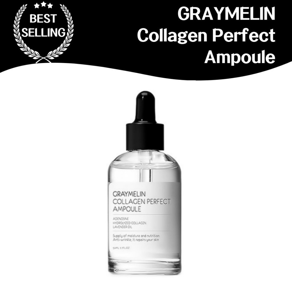 Graymelin คอลลาเจน 90% เพอร์เฟค แอมพูล 50 มล. ผิวยืดหยุ่น เพิ่มความชุ่มชื้น ต่อต้านริ้วรอย ส่งเสริมการสร้างเซลล์ใหม่ ดูแลผิวทุกวัน ปรับสีผิว และเนื้อสัมผัส