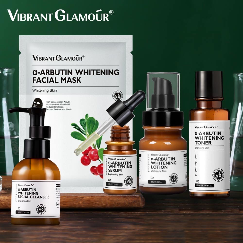VIBRANT GLAMOUR α-Arbutin Whitening Series คลีนเซอร์เซรั่ม โทนเนอร์ โลชั่นปรับผิวกระจ่างใส ไนอะซินาไมด์ ฟอกสีผิว ลดรอยแผลเป็นจากสิว จุดด่างดํา ดูแลผิวหน้า